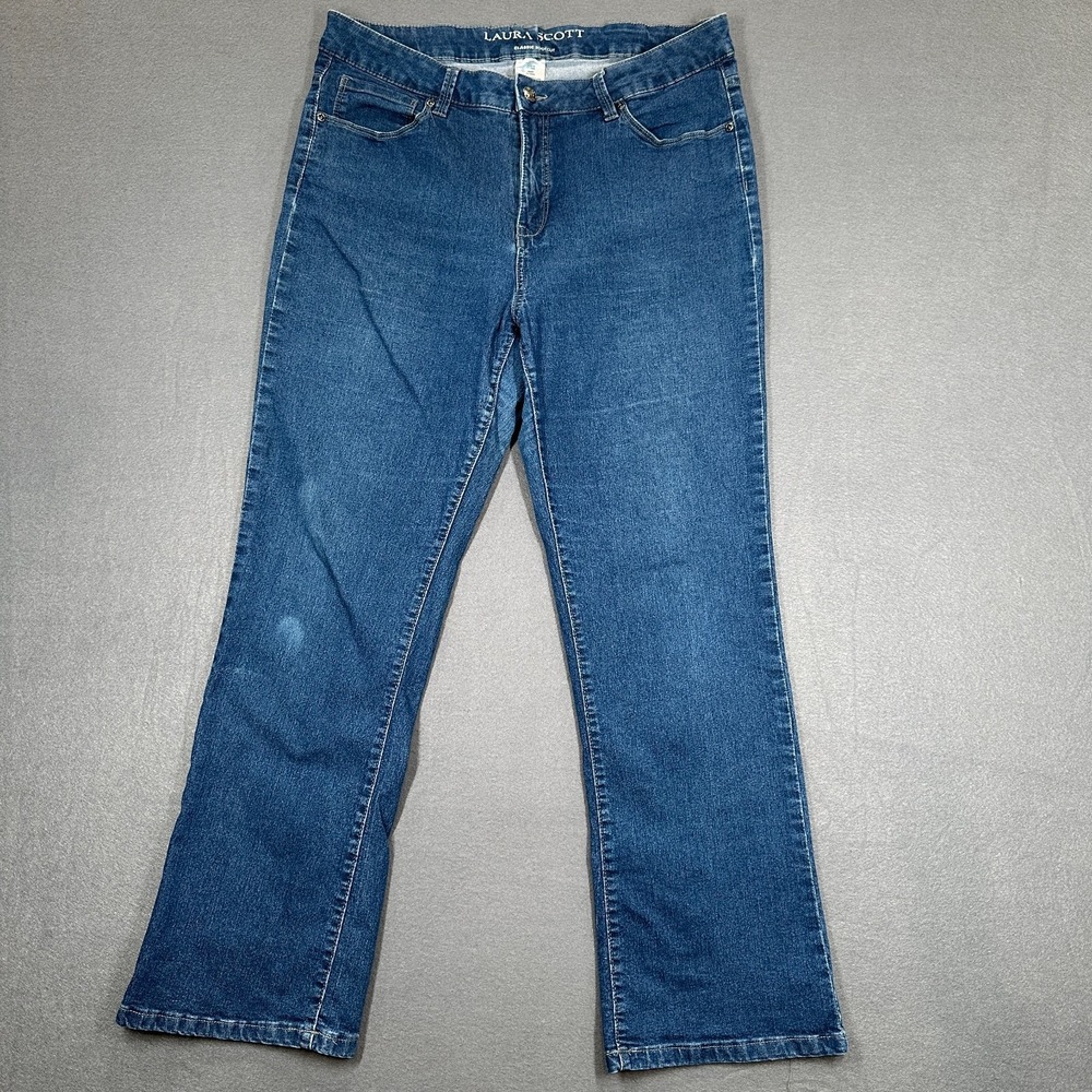 Laura Scott Jeans Womens 12 Blue Denim Stretch High Rise Classic Bootcut Outdoor